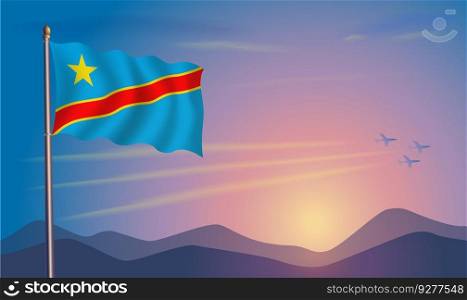 Congo flag national day morning sun and tourist o Vector Image