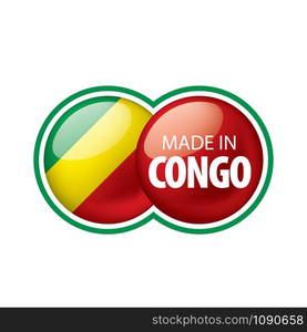 Congo national flag, vector illustration on a white background. Congo flag, vector illustration on a white background