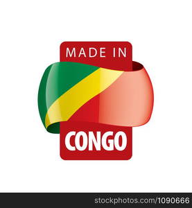 Congo national flag, vector illustration on a white background. Congo flag, vector illustration on a white background