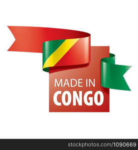 Congo national flag, vector illustration on a white background. Congo flag, vector illustration on a white background