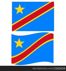 Congo waving flag on white background. Democratic Republic of the Congo flag. flat style.