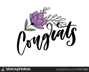 Congrats hand written lettering for congratulations card, greeting card, invitation, and print. Isolated on background. Vector illustration.. Congrats hand written lettering for congratulations card, greeting card, invitation, and print. Isolated on background. Slogan