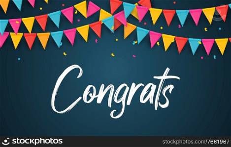 Congratulations abstract design template background with garland flags. Vector illustration EPS10. Congratulations abstract design template background with garland flags. Vector illustration