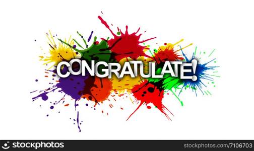 CONGRATULATIONS! Colorful banner made of colored spray paint.