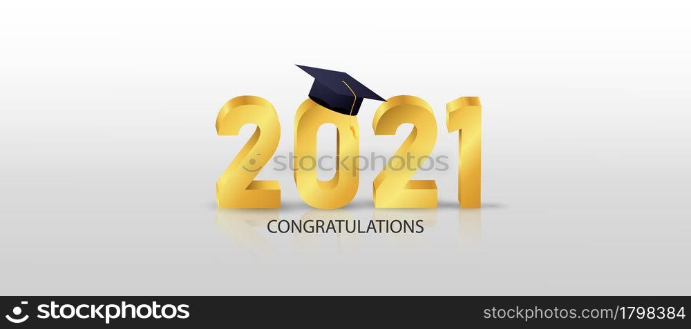 congratulations graduates class of 2021, banner vector illustration and design for poster card,