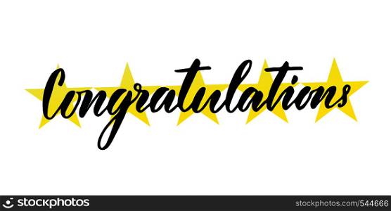 Congratulations hand lettering. Vector greeting card with calligraphy on creative background