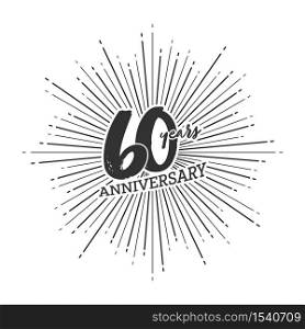 Congratulations on the 60 years anniversary. Editable vector illustration. Number 60 on the background of fireworks