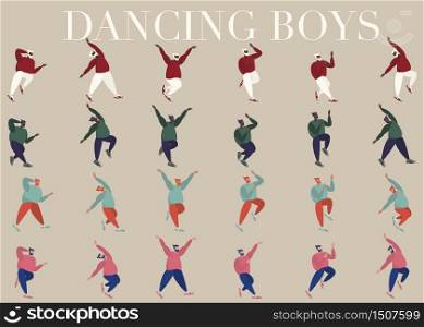 Congratulations postcard. People jumping and dancing at party illustration. Simple flat woman man character vector cartoon style. Person festive scene celebration cute picture clip art graphic element