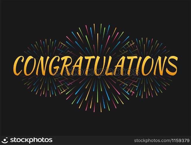 Congratulations to the banner with fireworks. Vector stock illustration.. Congratulations to the banner with fireworks. Vector stock illustration..