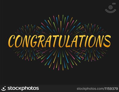 Congratulations to the banner with fireworks. Vector stock illustration.. Congratulations to the banner with fireworks. Vector stock illustration..