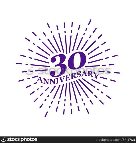 Congratulatory inscription for the anniversary of 30 years. Flat design.