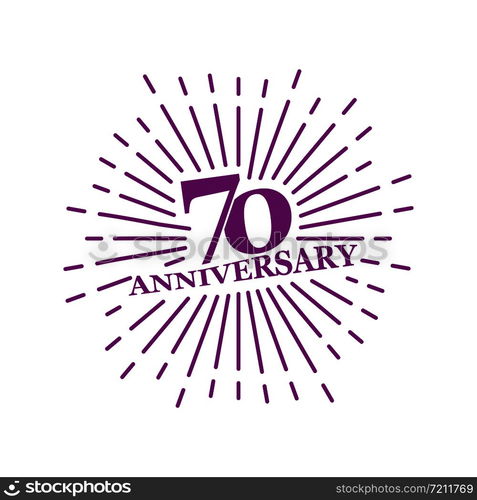 Congratulatory inscription for the anniversary of 70 years. Flat design.