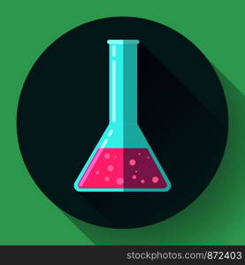 Conical Flask Icon with chemical solution. Flat design style. Conical Flask Icon with chemical solution. Flat design style.