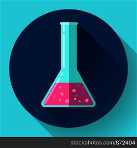 Conical Flask Icon with chemical solution. Flat design style. Conical Flask Icon with chemical solution. Flat design style.