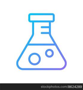Conical flask pixel perfect gradient linear vector icon. Scientific experiment. Medical test. Laboratory glassware. Thin line color symbol. Modern style pictogram. Vector isolated outline drawing. Conical flask pixel perfect gradient linear vector icon