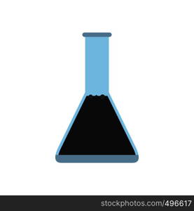 Conical flask test tube with oil flat icon isolated on white background. Conical flask test tube with oil flat icon