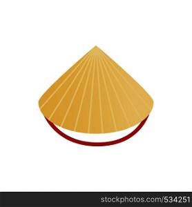 Conical straw hat icon in isometric 3d style on a white background. Conical straw hat icon, isometric 3d style