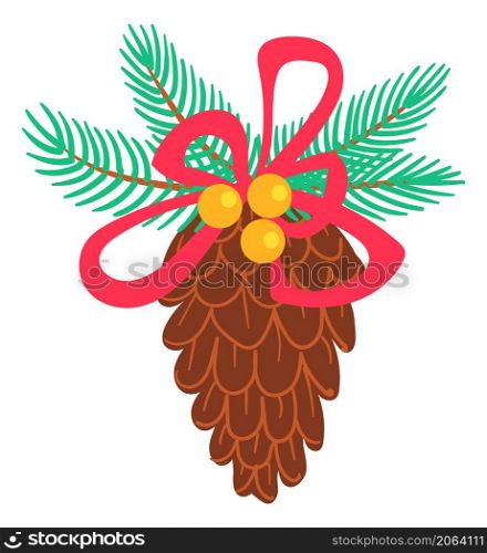 Conifer cone icon. Christmas fir decoration. Pine tree symbol isolated on white background. Conifer cone icon. Christmas fir decoration. Pine tree symbol
