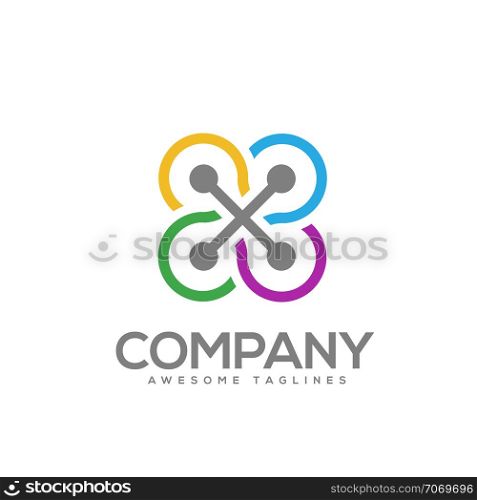 connect circle logo, circle connect logo,communication, interaction, integrate concept. Color Vector icon. network business company logo