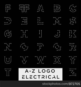 connect or electrical a-z logo design vector icon element isolated with business card include. connect or electrical a-z logo design vector icon element isolated