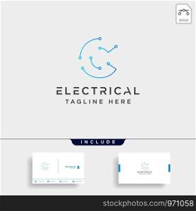 connect or electrical c logo design vector icon element isolated with business card include. connect or electrical c logo design vector icon element isolated