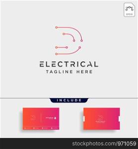 connect or electrical d logo design vector icon element isolated with business card include. connect or electrical d logo design vector icon element isolated