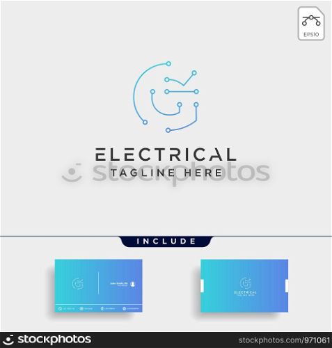 connect or electrical g logo design vector icon element isolated with business card include. connect or electrical g logo design vector icon element isolated