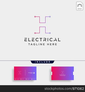 connect or electrical h logo design vector icon element isolated with business card include. connect or electrical h logo design vector icon element isolated