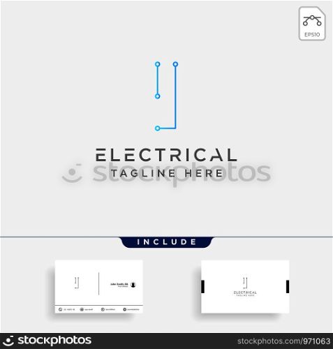 connect or electrical i logo design vector icon element isolated with business card include. connect or electrical i logo design vector icon element isolated