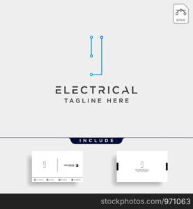 connect or electrical i logo design vector icon element isolated with business card include. connect or electrical i logo design vector icon element isolated