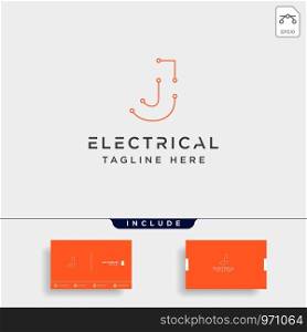 connect or electrical j logo design vector icon element isolated with business card include. connect or electrical j logo design vector icon element isolated