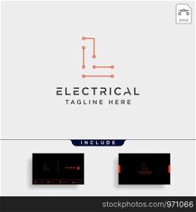connect or electrical l logo design vector icon element isolated with business card include. connect or electrical l logo design vector icon element isolated