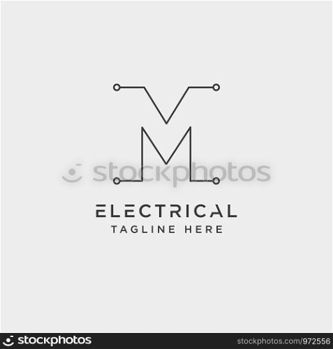 connect or electrical m logo design vector icon element isolated - vector. connect or electrical m logo design vector icon element isolated
