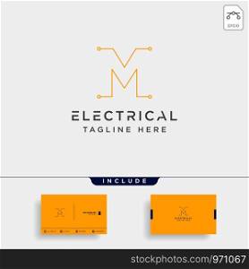 connect or electrical m logo design vector icon element isolated with business card include. connect or electrical m logo design vector icon element isolated