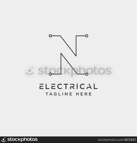 connect or electrical n logo design vector icon element isolated - vector. connect or electrical n logo design vector icon element isolated