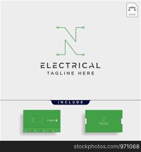 connect or electrical n logo design vector icon element isolated with business card include. connect or electrical n logo design vector icon element isolated