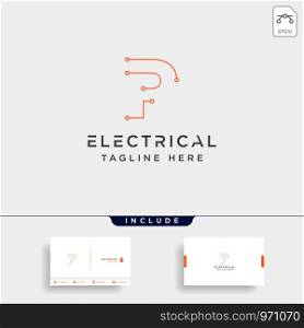 connect or electrical p logo design vector icon element isolated with business card include. connect or electrical p logo design vector icon element isolated