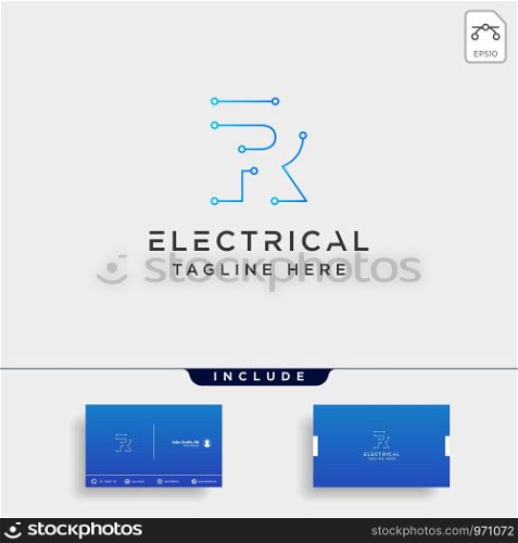 connect or electrical r logo design vector icon element isolated with business card include. connect or electrical r logo design vector icon element isolated
