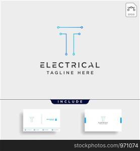 connect or electrical t logo design vector icon element isolated with business card include. connect or electrical t logo design vector icon element isolated