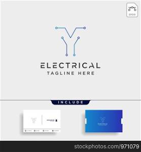 connect or electrical y logo design vector icon element isolated with business card include. connect or electrical y logo design vector icon element isolated