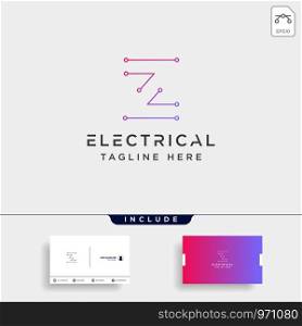 connect or electrical z logo design vector icon element isolated with business card include. connect or electrical z logo design vector icon element isolated