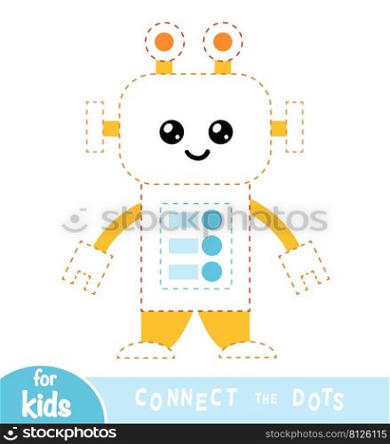 Connect the dots, education game for children, Robot