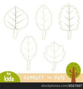 Connect the dots, education game for children. Set of Autumn leafs