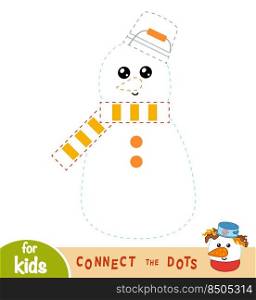 Connect the dots, education game for children, Snowman