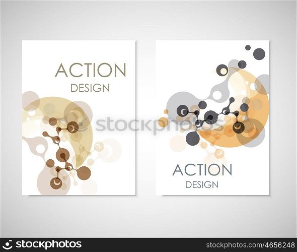 Connect vector templates for brochure, flyer, cover magazine or annual report. Molecule structure and communication.