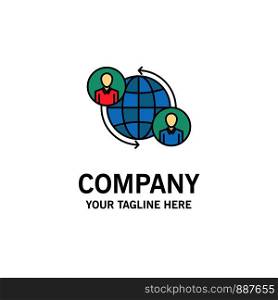 Connected, Connections, User, Internet, Global Business Logo Template. Flat Color