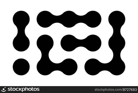 Connected dots icon. Circles pattern sign. Integration symbol. Abstract point movement. Connected round blobs. Transition metaballs. Vector illustration isolated on white background.. Connected dots icon. Circles pattern sign. Integration symbol. Abstract point movement. Connected round blobs. Transition metaballs. Vector illustration isolated on white background