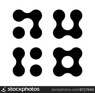 Connected dots icon. Circles pattern sign. Integration symbol. Abstract point movement. Connected round blobs. Transition metaballs. Vector illustration isolated on white background.. Connected dots icon. Circles pattern sign. Integration symbol. Abstract point movement. Connected round blobs. Transition metaballs. Vector illustration isolated on white background