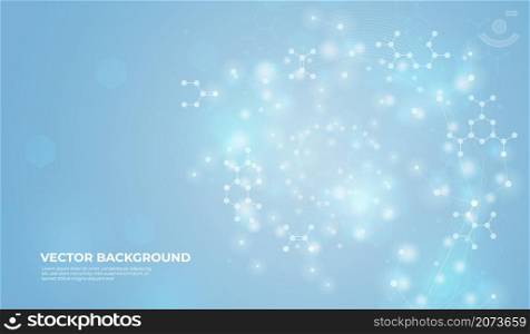 Connected molecules background design. Medical biotechnology, chemical banner. Molecule structure, microbiology recent vector web template. Illustration medical molecule dna. Connected molecules background design. Medical biotechnology, chemical banner. Molecule structure, microbiology recent vector web template