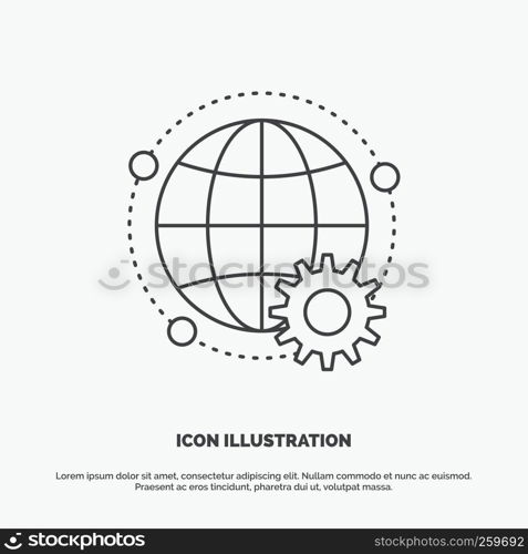 connected, online, world, globe, multiplayer Icon. Line vector gray symbol for UI and UX, website or mobile application